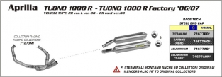 Arrow Race Tech Aluminium met RVS Endcap Set Aprilia RSV Tuono 1000 2004-2011
